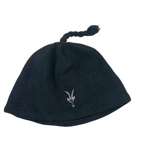 Ibex Top Knot Knit Hat Beanie Black unisex